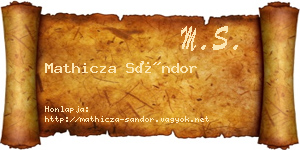 Mathicza Sándor névjegykártya